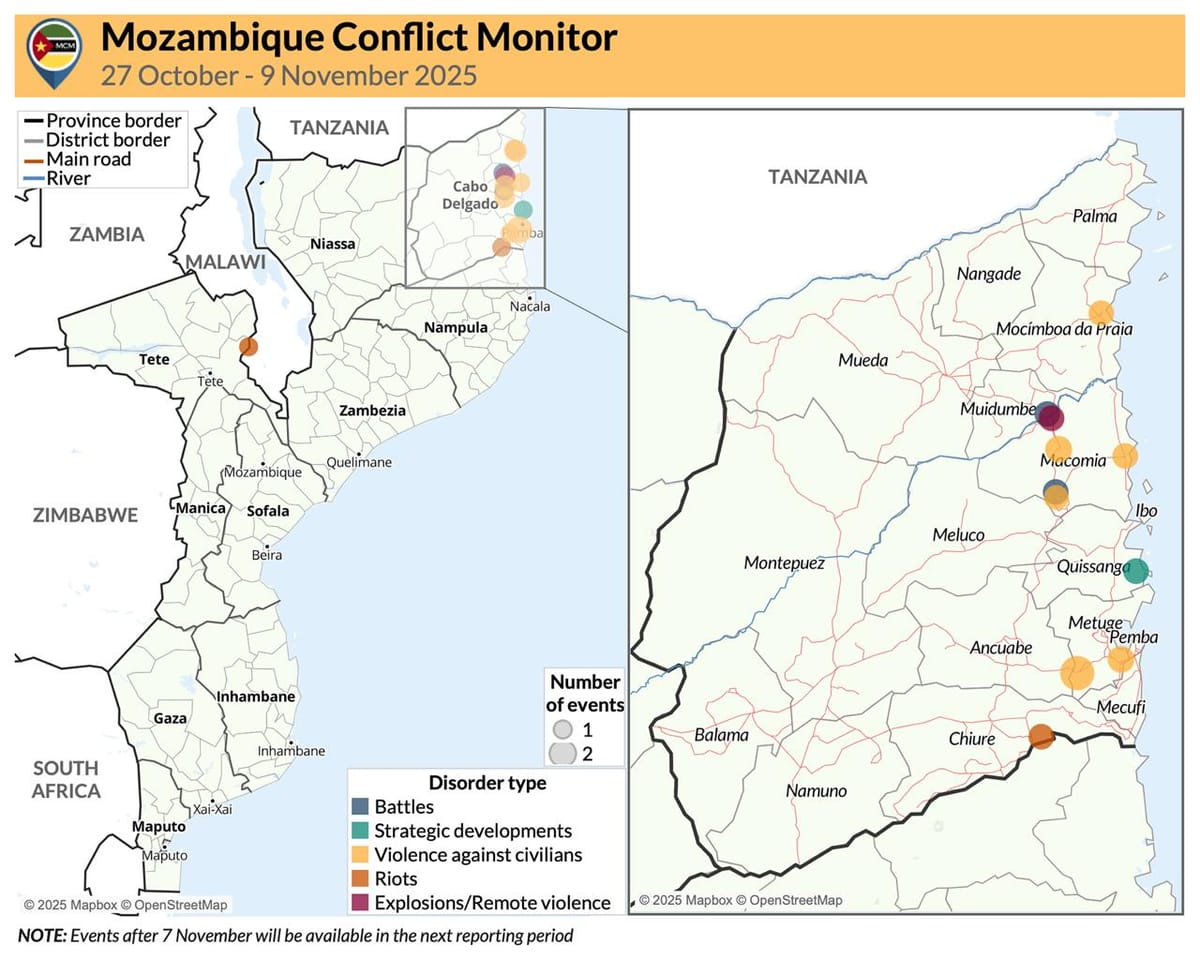 Mozambique Conflict Monitor (27 October - 9 November 2025)
