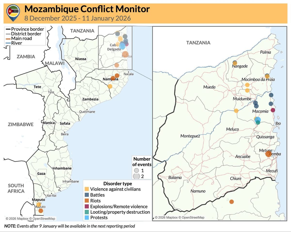Mozambique Conflict Monitor (8 December 2025 - 11 January 2026)