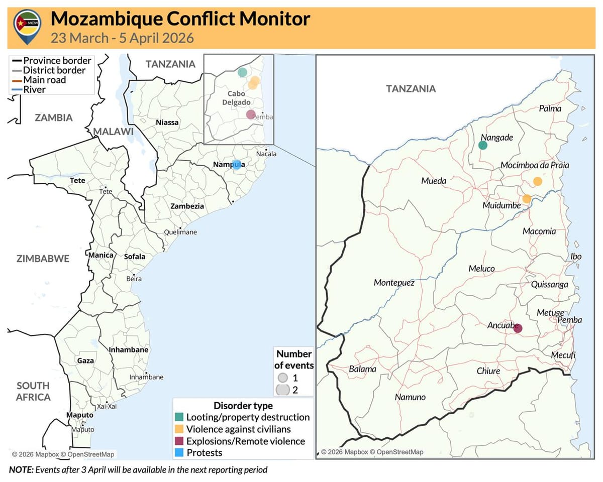 Mozambique Conflict Monitor (23 March - 5 April 2026)