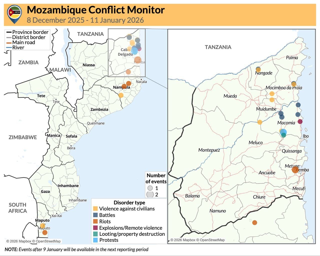 Mozambique Conflict Monitor (8 December 2025 - 11 January 2026)
